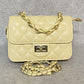 Cream Quilted Leather Crossbody Bag