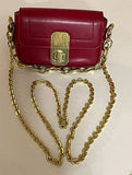 Red Leather Crossbody Bag with Gold Clasp