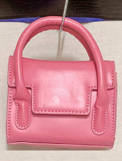 Pink Mini Leather Handbag with Adjustable Strap