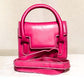 Pink Mini Leather Handbag with Adjustable Strap